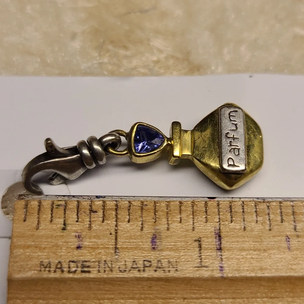 NEW Silpada Gold & Silver Parfum Bottle Charm Pendant Blue Crystal Lobster Clasp - Picture 6 of 6